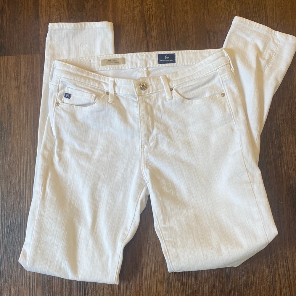 AG white the prima mid rise cigarette jeans